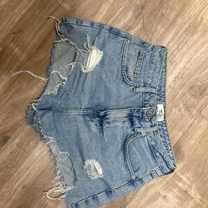 Forever 21 Light Blue Distressed Jean Shorts